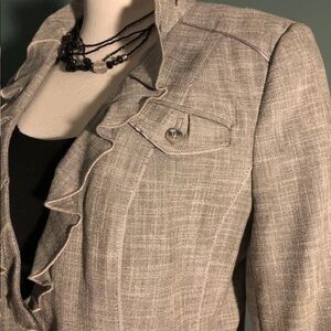 White House Black market peplum jacket with ruffled details